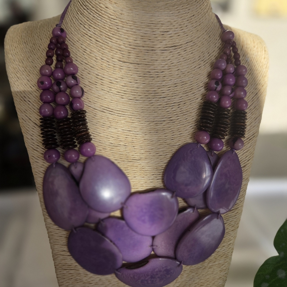TAGUA Nut Acai Beads Handmade Necklace Made In ECUADOR